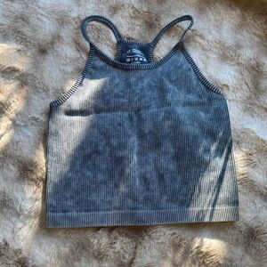 Gray Ribbed Tank Top